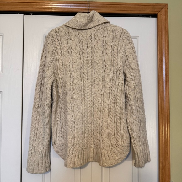 Duluth Trading Co Cream Cable Knit Turtleneck Sweater - Picture 7 of 9